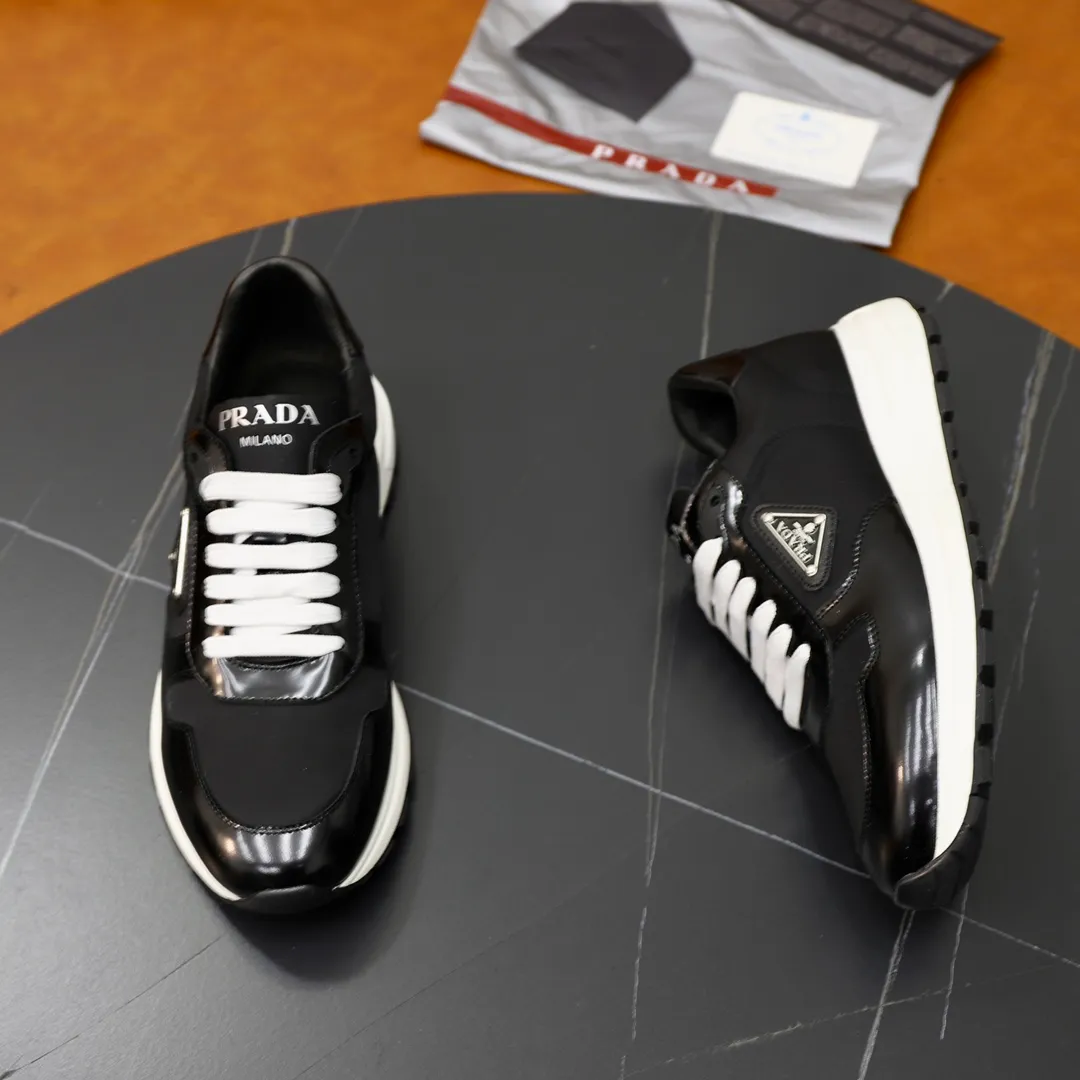 Men's shoes 💰600💰🙅‍♂️🙅‍♂️🙅‍♂️ [PRADA] Prada - High-end quality original order - Upper: Nappa calfskin, tumbled calfskin spliced stretch cloth surface, tongue high frequency brand logo - Lining: water-dyed cowhide - Outsole: ultra-light TPU foam rubber; two-color molded outsole -Ultra-high quality control and fine workmanship: outstanding (high-end, extravagance, grade) -Size: 38-44 (45 can be customized)